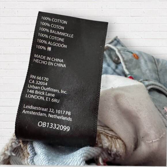 BDG Urban Outfitters High Rise Loose Baggy Wide Leg Embroidered Denim Jeans 27 - Picture 3 of 8